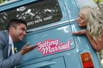 Katherine and Aaron's Vintage Beach Wedding Melbourne AUS Katherine-and-Aaron-Kombi-Wedding-just-married.jpg